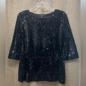 Alfani Deep Black Sequin Top